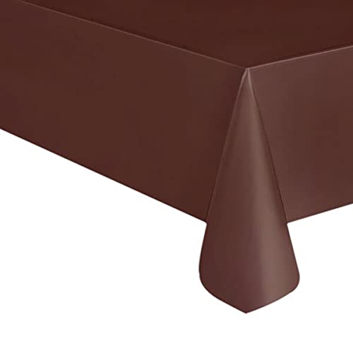 Pack of 4: Brown Plastic Tablecloths/Table Covers, 54 x 108 inches Rectangle Table Cover Waterproof & Disposable – Ideal for Birthday Parties, Weddings, Picnics, and Events (Chocolate) - color: Chocolate