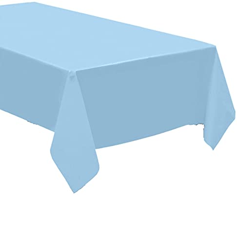 Pack of 4: Baby Blue Plastic Tablecloths/Table Covers, 54 x 108 inches Rectangle Table Cover Waterproof & Disposable – Ideal for Birthday Parties, Weddings, Picnics, and Events - color: Light Blue