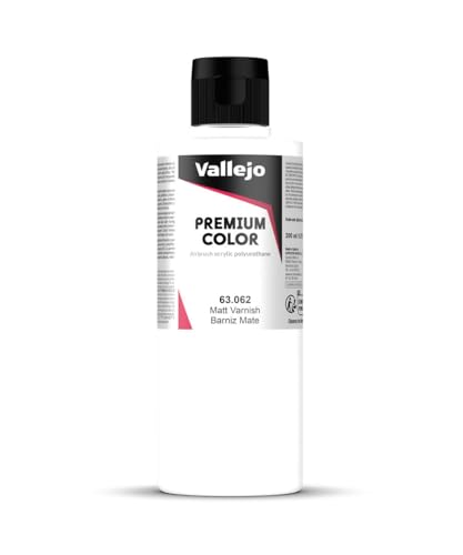 Vallejo - Premium Color RC Matt Varnish 6.76 Fl.Oz. (200 ml) for Airbrushing, Acrylic-Polyurethane Hybrid Resin of Great Resistance Auxiliary for Model and Hobby Use - style: Matt varnish 6.76 fl oz