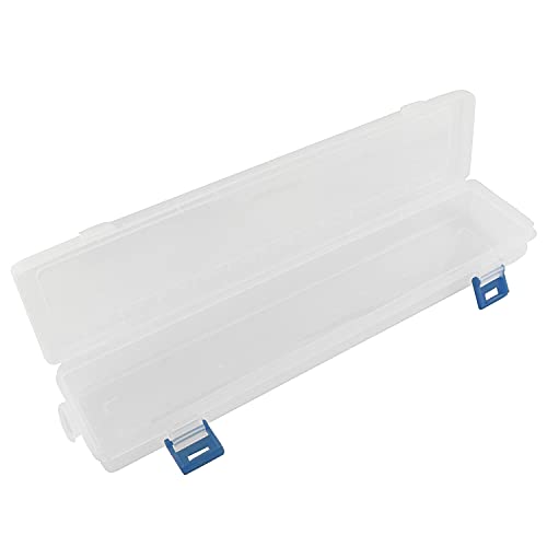 Transparent Brushes Storage Box Paint Brush Drawing Pen Container with Buckle Design 13x2.76x1.38inch for Watercolour Oil Paint Pencil Drawing Tools