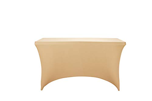LZY Spandex Fitted Stretch Table Cover for 4ft or 6ft or 8ft Folding Table, Rectangular Cocktail Tablecloth, Perfect for Party or Banquet - color: Champn, size: 48" x 30" (Rectangular)