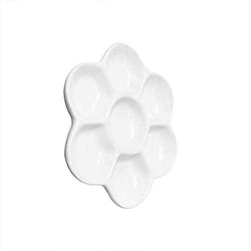 3.4" Diameter Flower Paint Palette Glazed Watercolor Painting Mixing Ceramic Palette 2 PCS