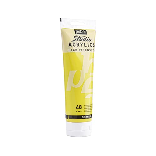 PEBEO Studio Acrylics High Viscosity, Fine Acrylic, 250 ml - Primary Yellow (169-048) - color: Primary Yellow, size: 8.45 Fl Oz (Pack of 1)