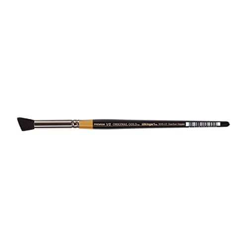 KINGART Premium Original Gold Specialty 9245-3/8 DEERFOOT STIPPLER Series Artist Brush, Natural Hair, Short Handle, for Acrylic, Watercolor, Oil and Gouache Painting, Size 3/8" - size: 3/8