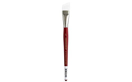 Connoisseur White Taklon Brush Short Angular .75" - size: 3/4-inch, style: Angular Wash