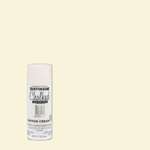 Rust-Oleum Chalked All-in-One Ultra Matte Chiffon Cream Spray Paint - color: Chiffon Cream, size: 12 Ounce (Pack of 1)