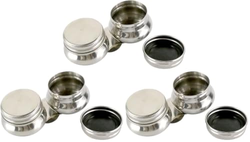 Stainless Steel Double Dipper Palette Cup with Screw Lid and Clip Oil Container for Acrylic or Oil Paint (Pack of 3) - size: 3.8" (Pack of 3)