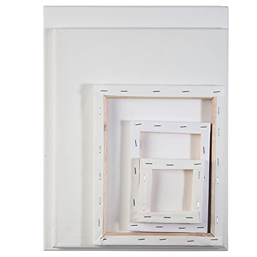 iDIY Stretched Canvas Board Multi Pack (Set of 14) - Sizes 4 x 4-12 x 16, 5/8" Variety Pack - Classic White Blank, Pre Primed for Oils or Acrylics, 100% Cotton, Acid Free - Professional Grade - size: Multi (set of 14)
