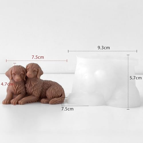 Couple Animal Dog Cylinder Candle & Resin Mold - Resin Casting Silicone Molds for Home Decor & Candle Making Wave Spiral Mold - color: jh-dog-5526