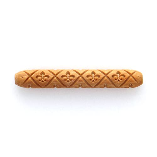 MKM Pottery Tools Wood Hand Rollers for Clay (HR-25 Fleur de lis) - size: HR-25 Fleur de lis