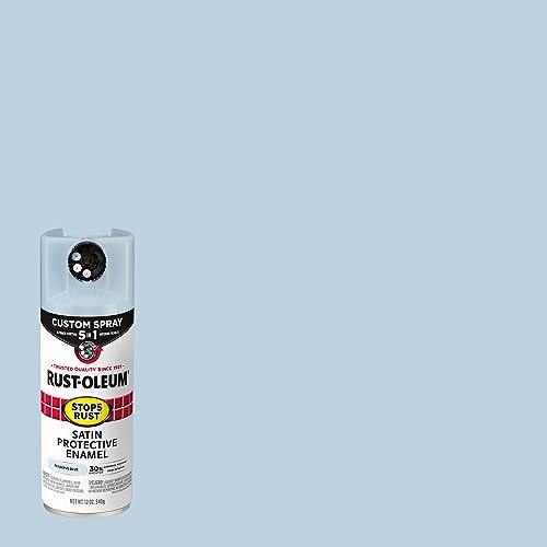 Rust-Oleum 376882 Stops Rust Custom Spray 5-in-1 Spray Paint, 12 oz, Satin Peaceful Blue (Pack of 4) - color: Satin Peaceful Blue, size: 12 Ounce (Pack of 4)