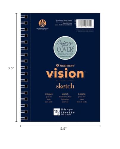 Strathmore Vision Series Sketch Pad, 5.5x8.5 inch, 110 Sheets - Artist Sketchbook for Drawing, Illustration, Art Class Students - size: 5.5x8.5, style: Sketch