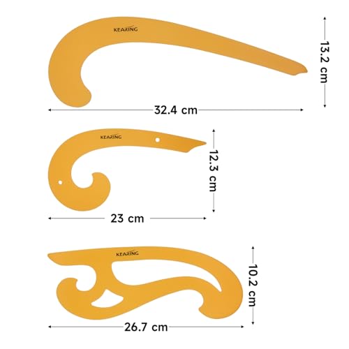 KEARING 3Pcs French Curve Ruler Set - Flexible Plastic Sewing Template - style: 1301S
