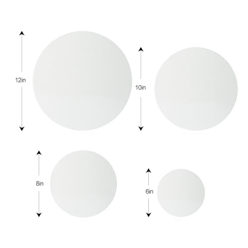 TRANSON 4 Sizes 12" 10" 8" 6" Round Shaped Stretched Canvas Primed Ready for Painting - size: Round 4PCS