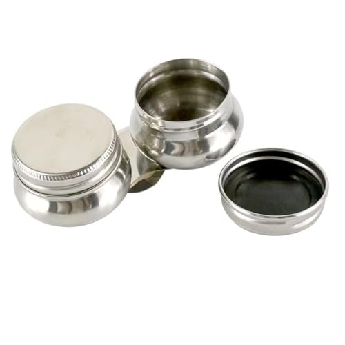 Stainless Steel Double Dipper Palette Cup with Screw Lid and Clip Oil Container for Acrylic or Oil Paint - size: 3.8"