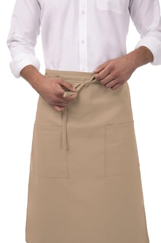 Chef Works Unisex Two Pocket Bistro Apron - color: Khaki