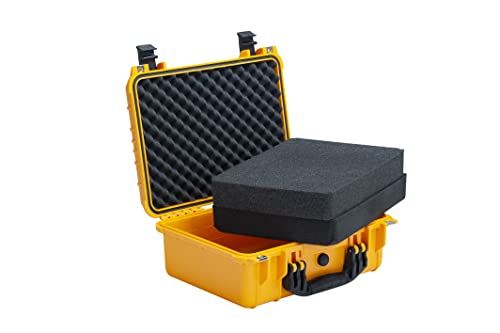MEIJIA All Weather IP67 Waterproof Hard Camera Case,Hard Protective Case,Hard Case with Customizable Foam,Fit Use of Drones,Camera,Equipments,Pistols(Yellow,15.98x12.99x6.85inches) - color: Yellow, size: 15.98x12.99x6.85inches