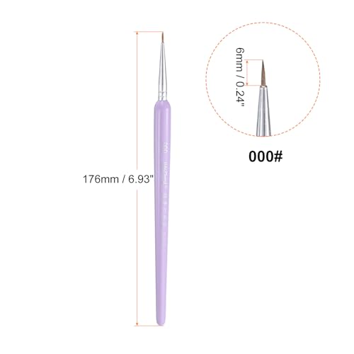 HARFINGTON 6pcs Detail Paint Brushes 6mm Pointed Tip Nylon Hair Miniature Painting Brush for Watercolor Oil Acrylic Painting(000#), Purple - color: Purple, size: 000# 6mm