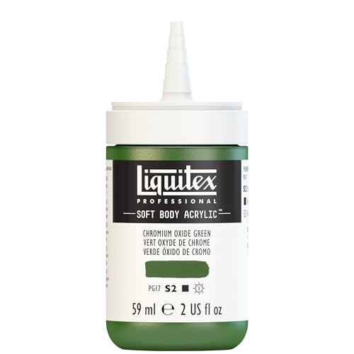 Liquitex Soft Body Acrylic Paint, 2-oz Bottle, Chromium Oxide Green | Low Viscosity, Highly Pigmented, Satin Finish, Retains Subtle Brush Strokes, Great Surface Coverage, Highly Versatile - color: Chromium Oxide Green, style: 2-oz Bottle