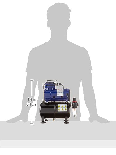 Paasche D3000R 1/5 HP Compressor with Tank, Regulator and Moisture Trap, Blue & Black