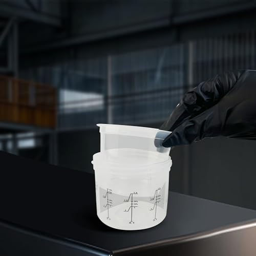 ENDOZER Disposable Paint Cup 50 Pack 6 Ounce(180ML) Mixing Cups for Automotive Spray Gun with 50 Liners and Lids System, 1 Hard Cup with Retainer Ring, 20 Plugs, 2 Adapters for Paint Gun - color: Dis-180ml-50pcs
