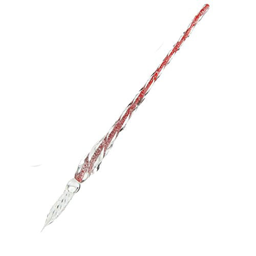 Crystal Glass Dip Ink Pen Set, 4 Pcs Non-Carbon Ink Signature Pen Creative Writing Tools Gift Pen Vintage Handmade Dip Pen for Writing Art Decoration Four Color Available (Red+4 Inks) - color: Red+4 inks