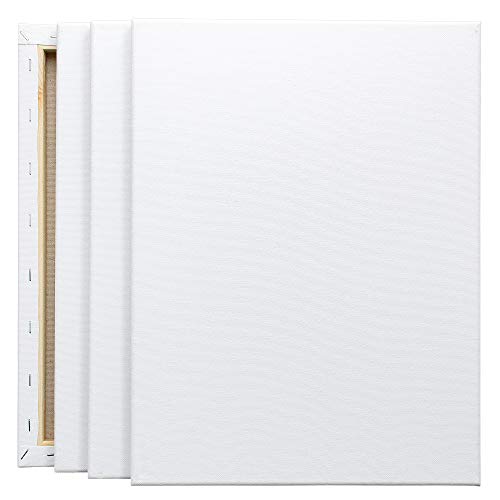 Stretched White Blank Canvas - 12 x 16 Inch, Bulk Pack of 8, Primed, 100% Cotton, 5/8 Inch Profile of Super Value Pack for Acrylics,Oils & Other Painting Media. - size: 12"x16"