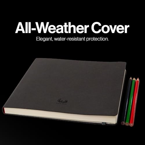 Square-Shaped Sketchbook, 10 x 10 inches, Lays Flat Flexible Sketch Book for Artists, Ideal for Ink, Watercolor, Pen, Pencils, 160 Tear Resistant Pages, Size: Square Large, Leda Art Supply - size: Square Large