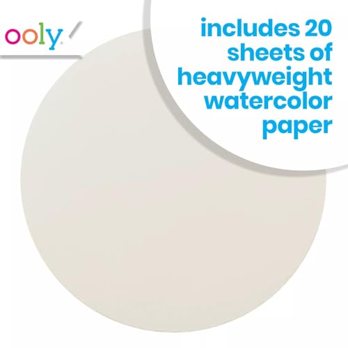 OOLY Chroma Blends Circular Watercolor Paper Pad, 20 Sheets | Ages 6+, 20 Sheets, Acid-Free, Great for Painting, Watercolor Brush Markers, Art Projects, and Creative Kids and Adults