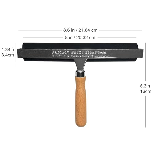 Soft Rubber Brayer – 45A Durometer Printmaking Roller, 8 Inch, for Gel Printing, Linocut & Block Printing, Heavy-Duty Steel Frame with Wood Handle - size: 8 in