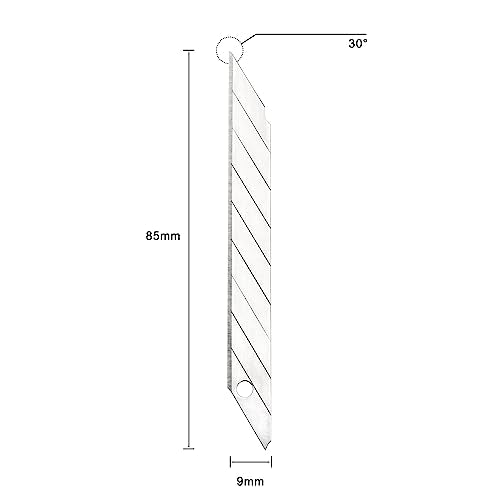 Gomake 100pcs Knife Replacement Blades, 30 Degree Carbon Steel 9mm Snap Off Blades for Retractable Cutting Knives, Hobby, Craft Knife, Box Cutter