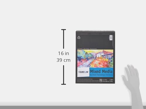 Canson Artist Series Mixed Media Paper, 11" x 14", Wirebound Pad, 20 Sheets | Artist Paper for Adults and Students - Watercolor, Gouache, Graphite, Ink, Pencil, Marker