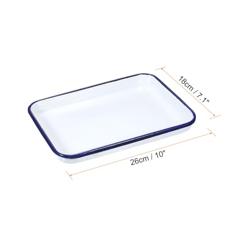 HARFINGTON Butcher Tray Palette 10" x 7.1" Metal Triple Enamel Coated Rectangular Serving Tray Art Supply Holder for Art Painting Color Mixing - size: 10" x 7.1"