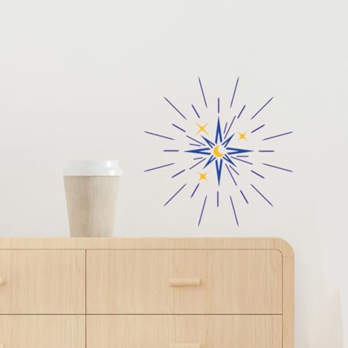 4Pcs Star Burst Wall Stencil Template DIY Crafts Reusable Plastic Stencils for Painting on Walls Floors Fabric Furniture Glass - style: Star Burst