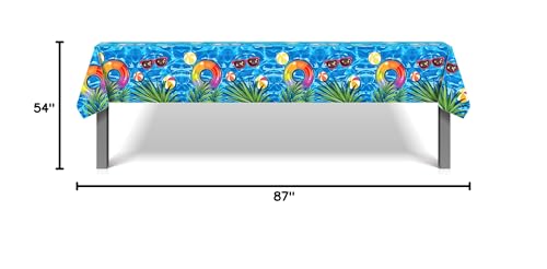 1 Pack Summer Pool Party Plastic Tablecloth 54 x 87 Inch Long Rectangular Table Cover for Buffet,Birthday Party Holiday Dinner,Picnic or Tablecloth for Kitchen Event Use - color: Pool
