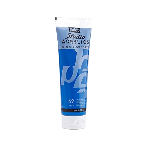 PEBEO Studio Acrylics High Viscosity, Fine Acrylic, 250 ml - Primary Cyan (169-049) - color: Primary Cyan, size: 8.45 Fl Oz (Pack of 1)