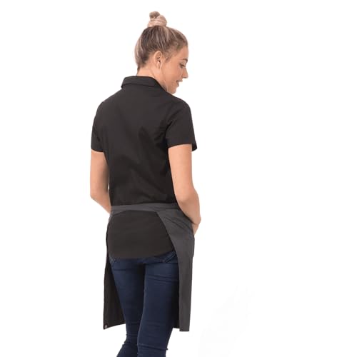 Chef Works Unisex Half Bistro Server Apron - color: Dark Grey Stripe
