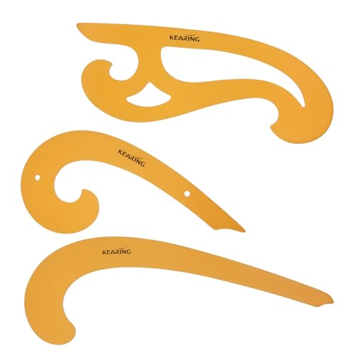 KEARING 3Pcs French Curve Ruler Set - Flexible Plastic Sewing Template | Flexible 3-piece clear PVC french curve template set. Perfect for sleeve caps, bust, waistline and neckline sewing - style: 1301S
