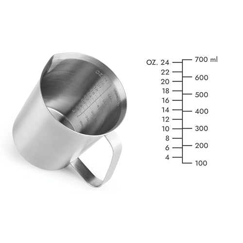18/8 Stainless Steel Measuring Cup with Handle and Pour Spout, Commercial Kitchen Food Prep Pitcher for Restaurant, Bakery, Cooking and Ingredient Measuring, 24 OZ (3 Cup, 700 ML) - color: Flat Handle, size: 24 OZ (3 Cup, 700 ML)