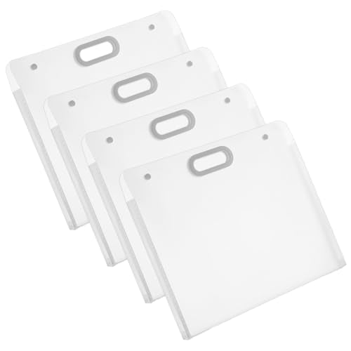 4 Pack Art Portfolio Folders, 17.3" x 13.9" Translucent White PP Plastic Storage with Handles, Waterproof Art Case for Drawings, Posters, Sketches & Photography