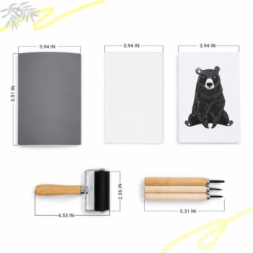 Lnncdsc Linocut Kit with Linoleum Blocks and Carving Tools for Printmaking | Includes easy-carve linoleum blocks and multi-size carving cutters; complete printmaking supplies for beginners, artists