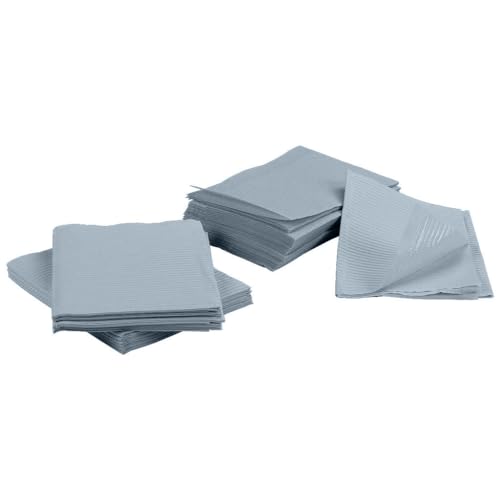 Disposable Dental Bibs 13"x18" - 125 3 Ply Waterproof Tattoo Bib Sheet for Patients - Dentist or Medical Tray Cover and Nail Table Cover Supplies, Gray - color: Gray