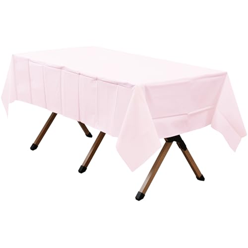 2 Pack Blush Pink Premium Plastic Tablecloth Rectangle 54 x 108 Inches Reusable Macaron Pink Decorative Table Cover for Dining, Wedding, Party, Indoor and Outdoor use - color: E00 Blush Pink, size: Rectangle 54"x108"