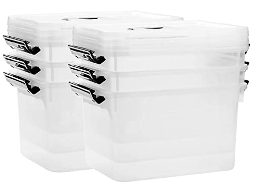 6 Quart Clear Storage Latch Box/Bins, 18-Pack Plastic Container with Latches and Lid - color: Clear, size: 6 QT (Pack of 3)