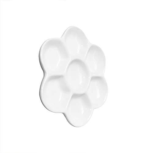 2 pcs 3.4" Diameter Flower Paint Palette Glazed Watercolor Painting Mixing Ceramic Palette