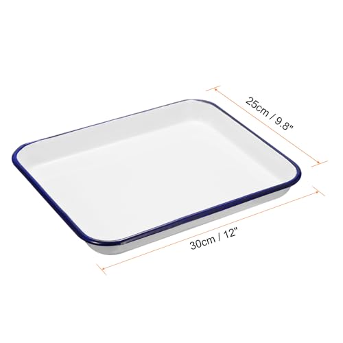 HARFINGTON Butcher Tray Palette 12" x 9.8" (30cm x 25cm) Metal Triple Enamel Coated Rectangular Tray Holder Artist Painter Painting Tool for Art Paint Acrylic Watercolor Mixing - size: 12" x 9.8"