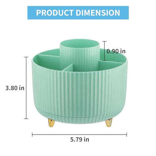 Marbrasse Desk Organizer, 360-Degree Rotating Pen Holder, Desk Organizers and Accessories with 5 Compartments Pencil Holder, Art Supply Storage Box Caddy for Office, Home (Mint Green) - color: Mint Green