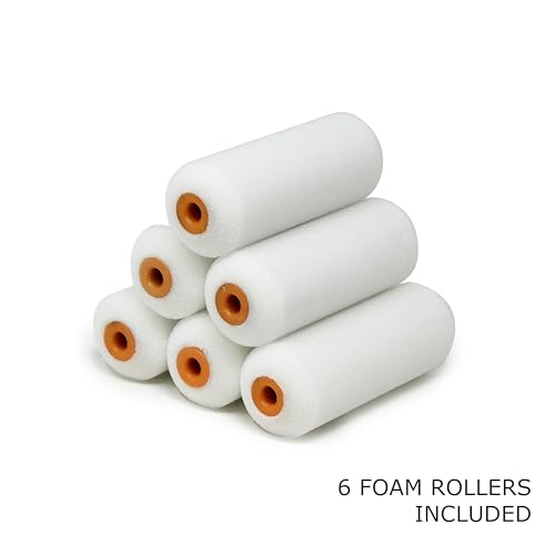 Allgala Foam Paint Roller, 6 Pack 4 inch Shedless High Density Foam Mini Paint Roller Cover for Trim Wall Funiture Doors Cabinets, Cupboards - size: 4" Foam (Pack of 6)
