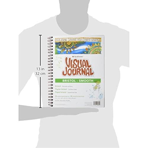 Strathmore Wire Bound Visual Journal, 100 lb. Smooth Bristol, 9 X 12 inches, White, 28 Sheets (460-39) - size: 9x12, style: Bristol Smooth