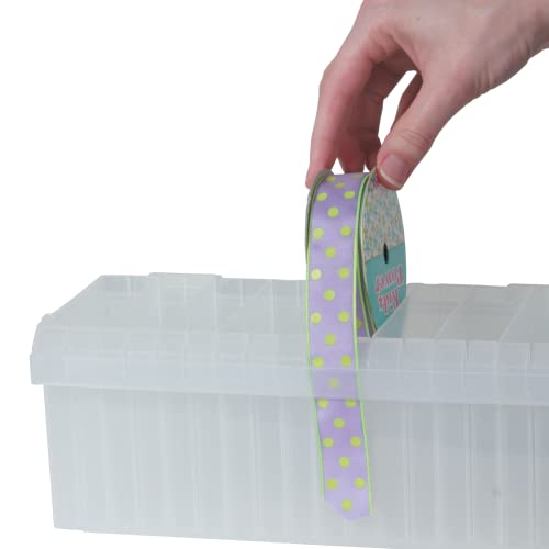 Craft Mates Bead Organizer and Plastic Storage Containers for Crafts, Buttons, Pins and More, 18 Removable Compartments, BPA Free | Clear Plastic Storage for Buttons, Pins, Jewelry, Diamond Art & Craft Supplies, Large Portable Ezy-Stack Ribbon Rack - styl